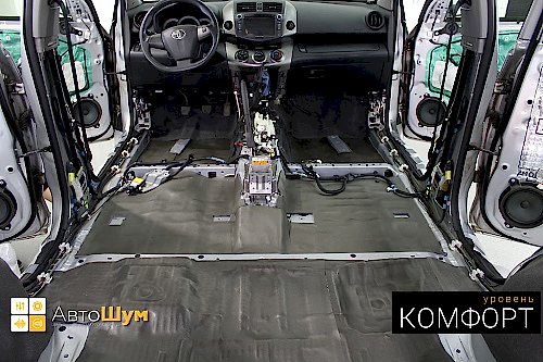 Шумо и теплоизоляция пола Тойоты Рав4.